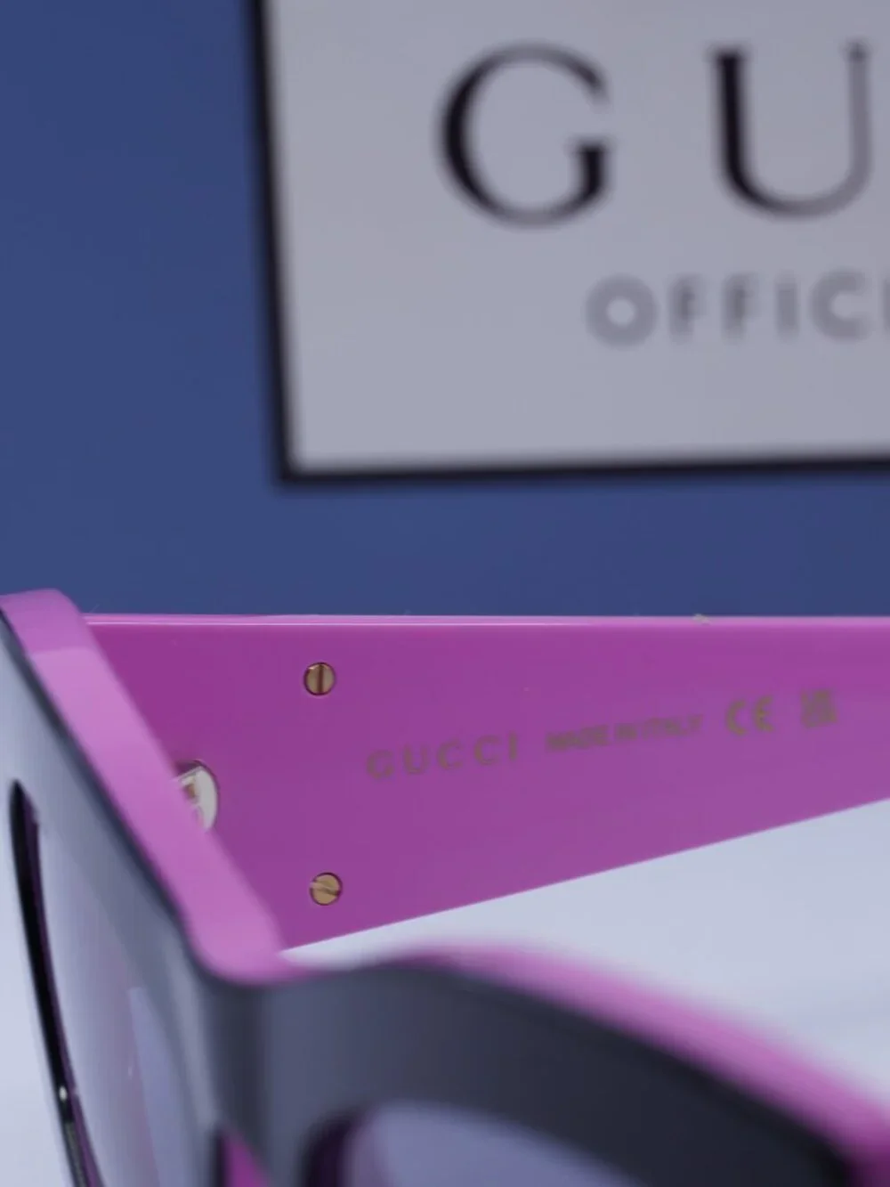 Gucci GG1843S 005 Cat Eye Sunglasses - Black/Fuchsia / Grey